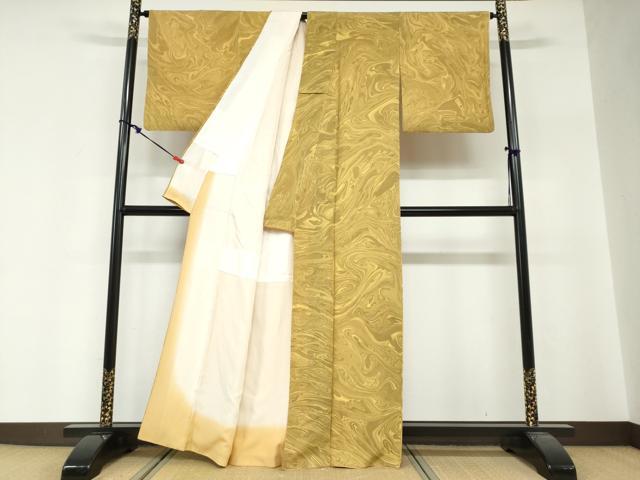 平和屋着物●上質な小紋　墨流し　正絹　逸品　DABG2252ud