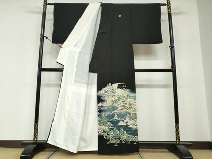 平和屋着物●本加賀友禅作家　吉村伊佐子　黒留袖　立波風景文　暈し染め　正絹　逸品　DABG2258ud