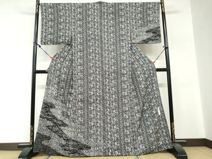 平和屋着物●伝統工芸士　水谷滉　訪問着　流水花鳥丸文　黒地　正絹　逸品　DABG2260ud