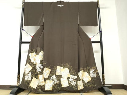 平和屋着物●豪華色留袖　刺繍　色紙重ね草花文　金彩　正絹　逸品　DABG2261ud