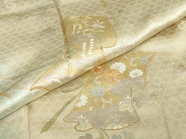 平和屋着物●訪問着　駒刺繍　誰が袖花鳥文　暈し染め　金彩　正絹　逸品　DABG2262ud
