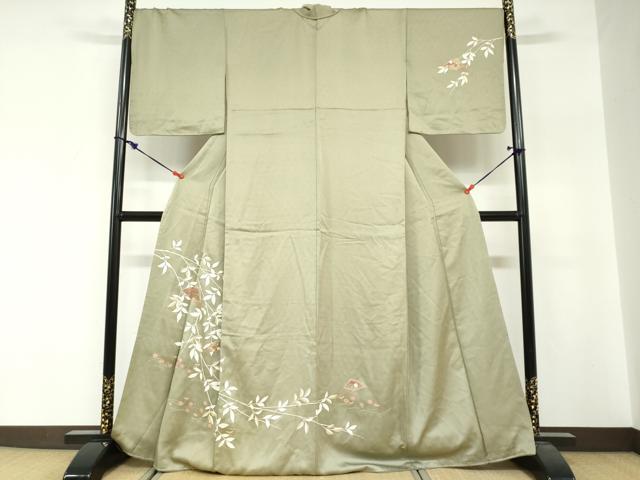 平和屋着物●訪問着　扇面草花文　金彩　正絹　逸品　DABG2263ud