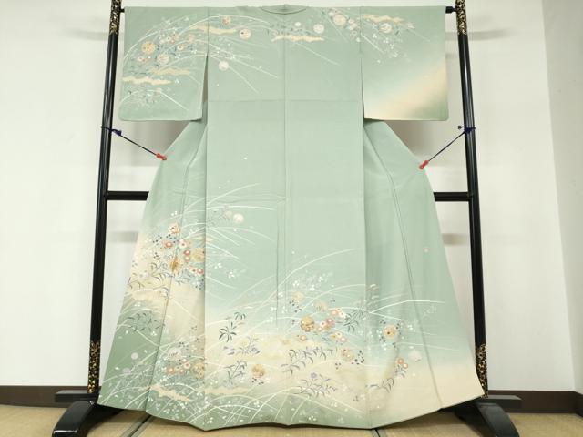 平和屋着物●訪問着　作家物　雪輪草花文　暈し染め　金銀彩　正絹　逸品　DABG2264ud