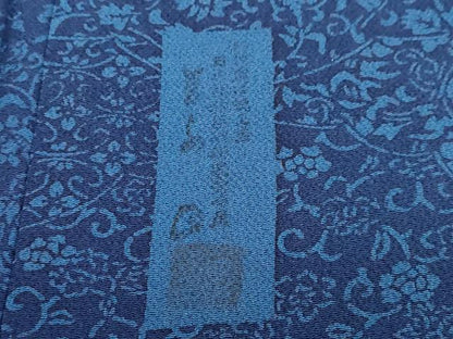 平和屋着物●阿波藍伝統工芸　金子正　小紋　藍　花鳥文　鬼しぼ縮緬　正絹　逸品　未使用　DABG2265ud