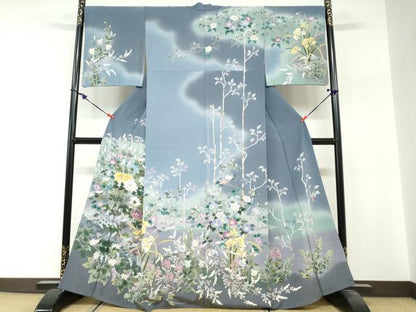 平和屋着物●熊野桂堂　友禅　蝋纈染　訪問着　草花文　暈し染め　正絹　逸品　DABG2269ud