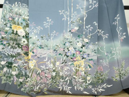 平和屋着物●熊野桂堂　友禅　蝋纈染　訪問着　草花文　暈し染め　正絹　逸品　DABG2269ud