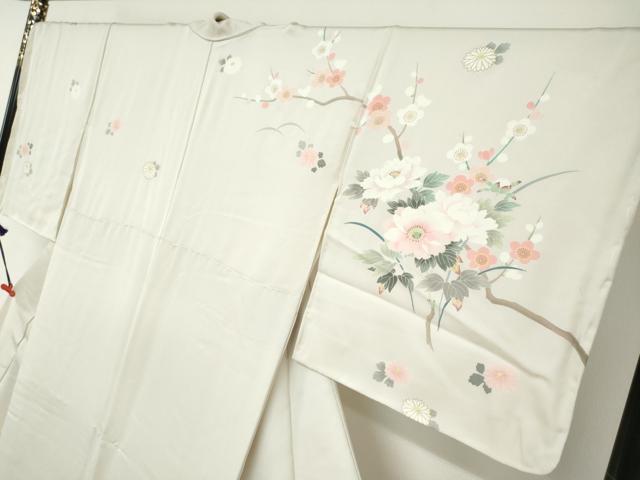 平和屋着物●訪問着　駒刺繍　草花文　暈し染め　金彩　正絹　逸品　DABG2272ud