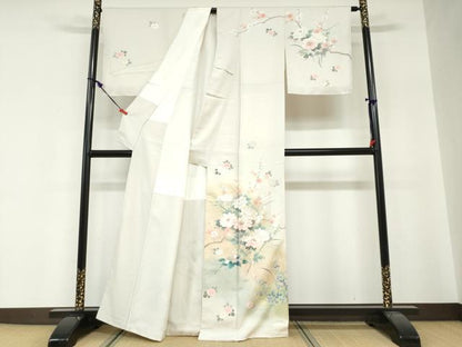 平和屋着物●訪問着　駒刺繍　草花文　暈し染め　金彩　正絹　逸品　DABG2272ud