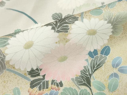 平和屋着物●訪問着　駒刺繍　草花文　暈し染め　金彩　正絹　逸品　DABG2272ud