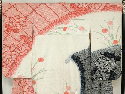 平和屋着物●豪華振袖　総絞り　草花文　正絹　逸品　DABG2273ud