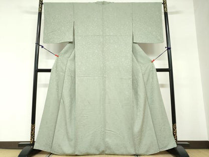 平和屋着物●上質な色無地　花唐草地紋　山葵色　正絹　逸品　未使用　DABG2274ud