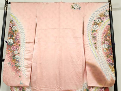 平和屋着物●豪華振袖　絞り　辻が花　暈し染め　銀通し地　正絹　逸品　DABG2275ud