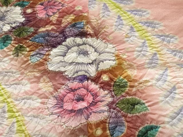 平和屋着物●豪華振袖　絞り　辻が花　暈し染め　銀通し地　正絹　逸品　DABG2275ud