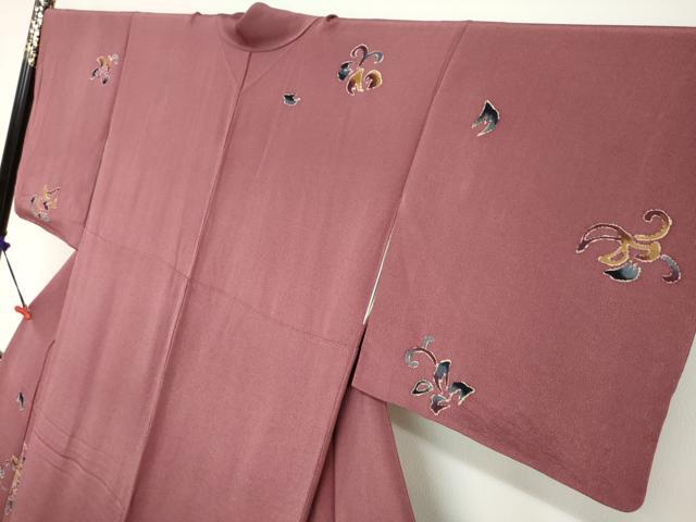 平和屋着物●東京友禅　久呂田明功　訪問着　舞花文　鬼しぼ縮緬　正絹　逸品　DABG2278ud