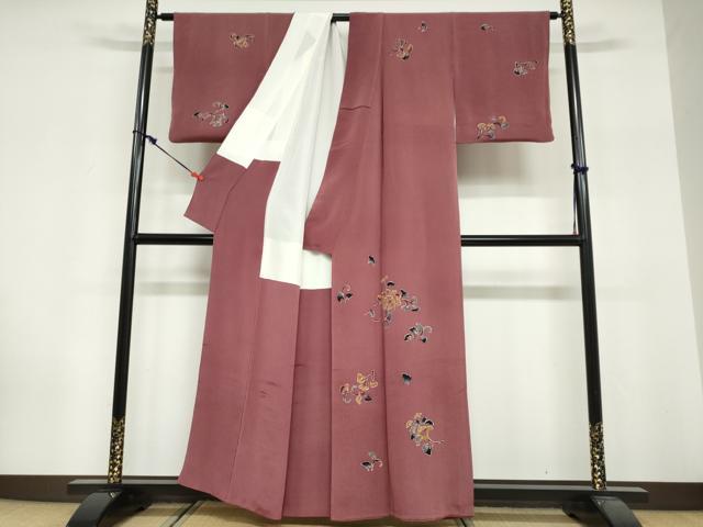平和屋着物●東京友禅　久呂田明功　訪問着　舞花文　鬼しぼ縮緬　正絹　逸品　DABG2278ud