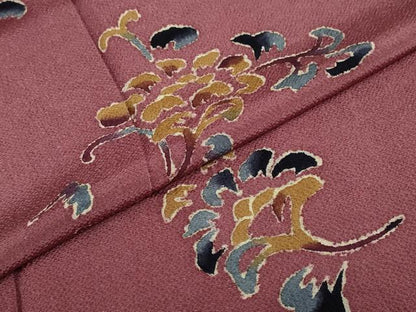 平和屋着物●東京友禅　久呂田明功　訪問着　舞花文　鬼しぼ縮緬　正絹　逸品　DABG2278ud