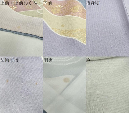 平和屋着物●訪問着　駒刺繍　手毬草花文　暈し染め　金彩　ロング丈　正絹　逸品　DABG2280ud