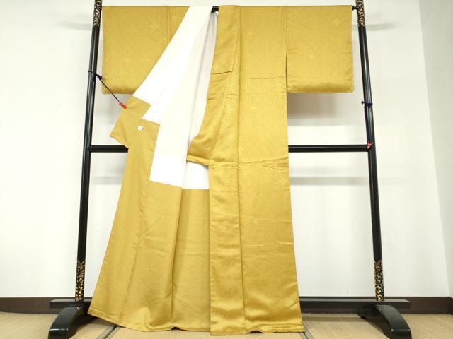 平和屋着物●上質な色無地　草花地紋　芥子色　正絹　逸品　未使用　DABG2282ud