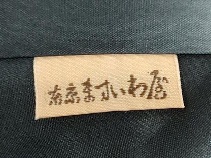 平和屋着物●本場縞大島紬　訪問着　駒刺繍　唐草文　黒地　金彩　ますいわ屋扱い　正絹　逸品　DABG2285ud