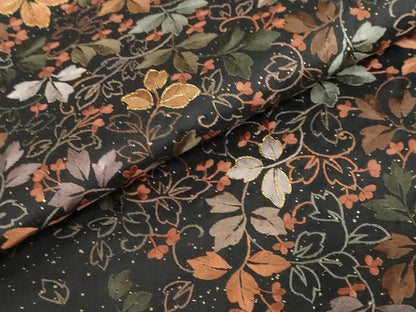 平和屋着物●本場縞大島紬　訪問着　駒刺繍　唐草文　黒地　金彩　ますいわ屋扱い　正絹　逸品　DABG2285ud