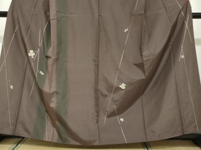 平和屋着物●訪問着　作家物　紬地　総刺繍　舞葉文　ますいわ屋扱い　正絹　逸品　DABG2286ud
