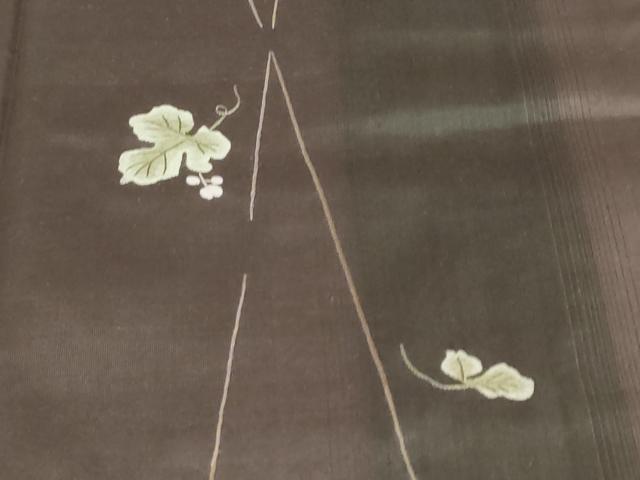 平和屋着物●訪問着　作家物　紬地　総刺繍　舞葉文　ますいわ屋扱い　正絹　逸品　DABG2286ud