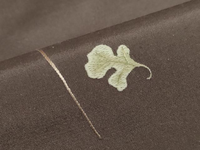 平和屋着物●訪問着　作家物　紬地　総刺繍　舞葉文　ますいわ屋扱い　正絹　逸品　DABG2286ud