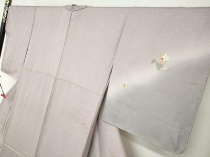 平和屋着物●訪問着　総刺繍　花蝶文　暈し染め　金糸　正絹　逸品　未使用　DABG2287ud