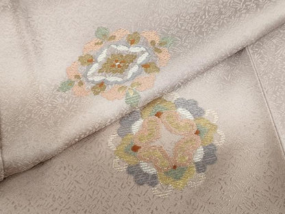 平和屋着物●訪問着　総刺繍　花蝶文　暈し染め　金糸　正絹　逸品　未使用　DABG2287ud