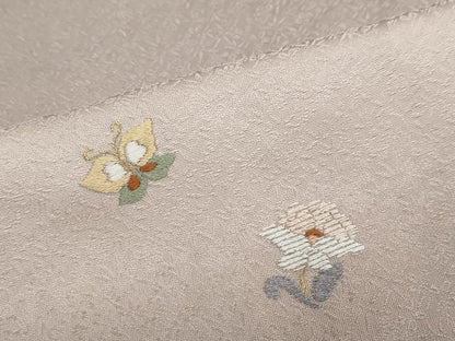 平和屋着物●訪問着　総刺繍　花蝶文　暈し染め　金糸　正絹　逸品　未使用　DABG2287ud