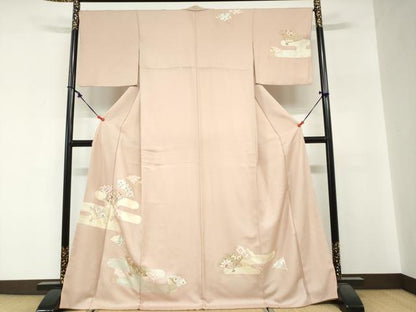 平和屋着物●訪問着　エ霞扇面草花文　金彩　正絹　逸品　DABG2289ud