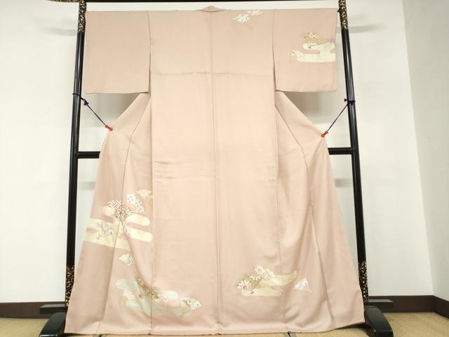 平和屋着物●訪問着　エ霞扇面草花文　金彩　正絹　逸品　DABG2289ud