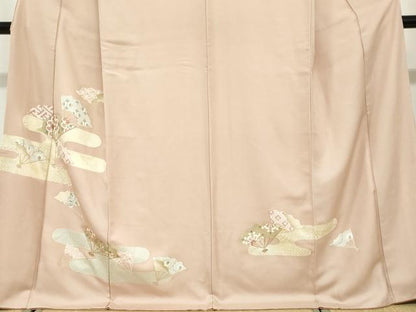 平和屋着物●訪問着　エ霞扇面草花文　金彩　正絹　逸品　DABG2289ud