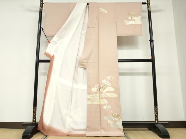 平和屋着物●訪問着　エ霞扇面草花文　金彩　正絹　逸品　DABG2289ud