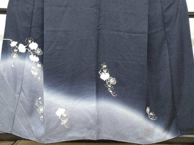 平和屋着物●訪問着　総刺繍　枝花文　暈し染め　金糸　正絹　逸品　DABG2304ud