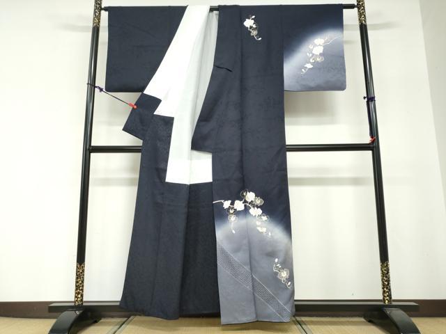 平和屋着物●訪問着　総刺繍　枝花文　暈し染め　金糸　正絹　逸品　DABG2304ud