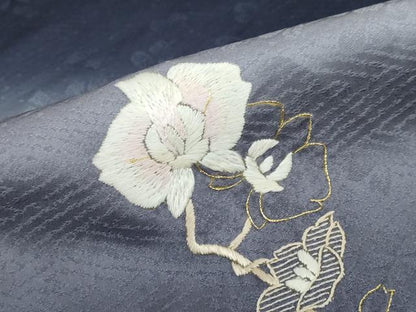 平和屋着物●訪問着　総刺繍　枝花文　暈し染め　金糸　正絹　逸品　DABG2304ud