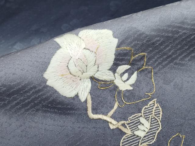 平和屋着物●訪問着　総刺繍　枝花文　暈し染め　金糸　正絹　逸品　DABG2304ud