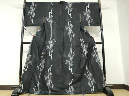 平和屋着物●本場大島紬　7マルキ　総絣　熨斗草花文　正絹　逸品　DABG2309ud