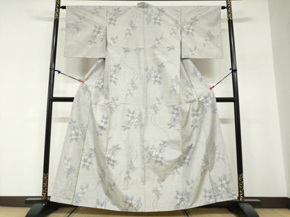 平和屋着物●本場大島紬　白大島　7マルキ　総絣　枝花文　正絹　逸品　未使用　DABG2310ud