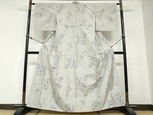 平和屋着物●本場大島紬　白大島　7マルキ　総絣　枝花文　正絹　逸品　未使用　DABG2310ud