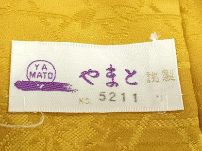 平和屋着物●長襦袢　無双仕立て　流水草花地紋　黄土色　やまと誂製　半衿刺繍　正絹　逸品　未使用　DABG2313ud