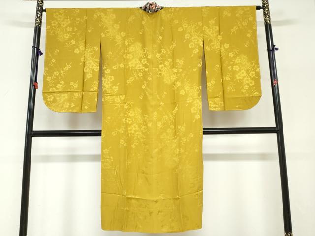 平和屋着物●長襦袢　無双仕立て　草花地紋　芥子色　半衿刺繍　正絹　逸品　DABG2319ud