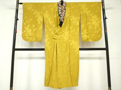 平和屋着物●長襦袢　無双仕立て　草花地紋　芥子色　半衿刺繍　正絹　逸品　DABG2319ud