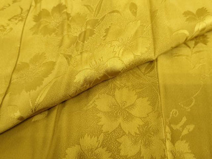 平和屋着物●長襦袢　無双仕立て　草花地紋　芥子色　半衿刺繍　正絹　逸品　DABG2319ud