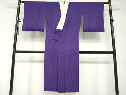平和屋着物●長襦袢　無双仕立て　麻の葉地紋　紫紺色　正絹　逸品　DABG2322ud