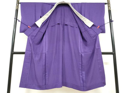 平和屋着物●長襦袢　無双仕立て　麻の葉地紋　紫紺色　正絹　逸品　DABG2322ud