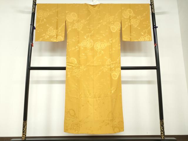 平和屋着物●長襦袢　無双仕立て　鼓草花地紋　山吹茶色　正絹　逸品　DABG2323ud