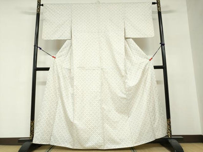 平和屋着物●本場大島紬　白大島　7マルキ　七宝文　正絹　逸品　DABG2324ud