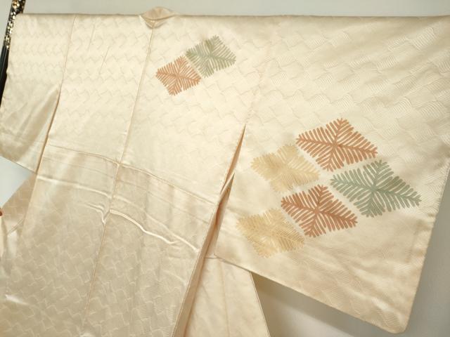 平和屋着物●訪問着　駒刺繍　松葉文　正絹　逸品　DABG2327ud